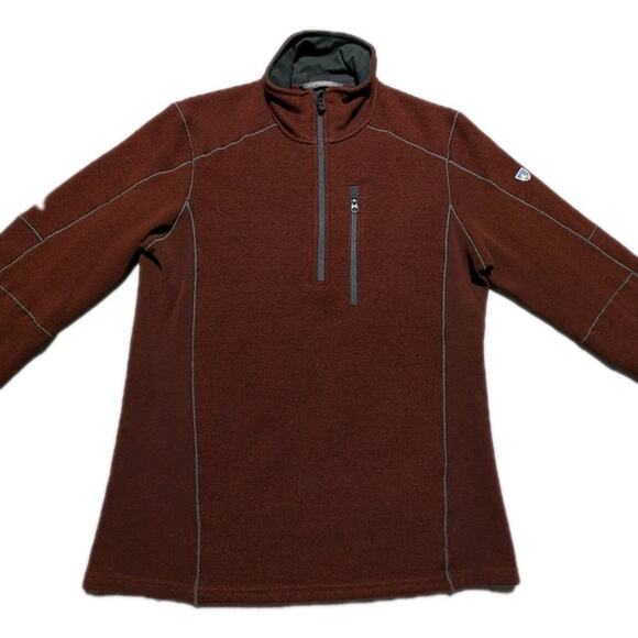 Kuhl Europa 1/4 Zip Sweater Men’s Small Rust Red Fleece Pullover F16 Style... - Picture 2 of 12